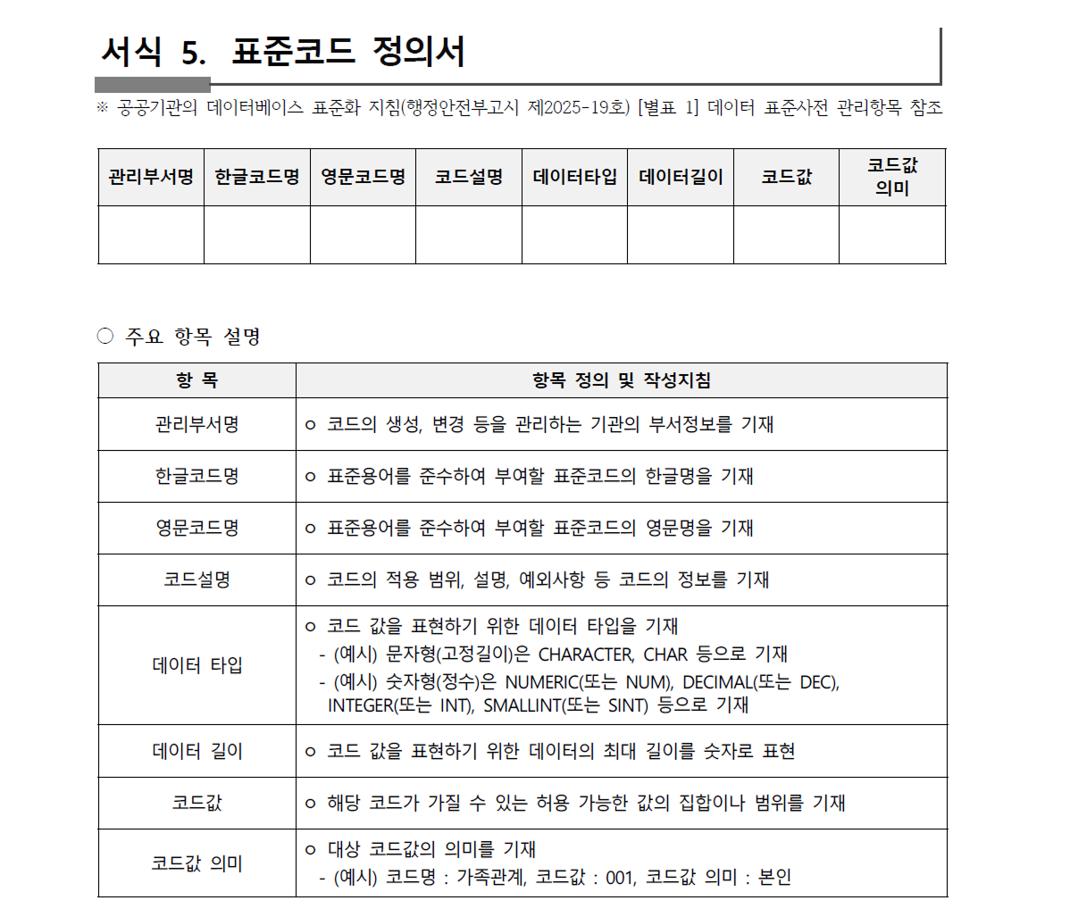 공공데이터 품질 관리 매뉴얼 - 표준코드 정의서