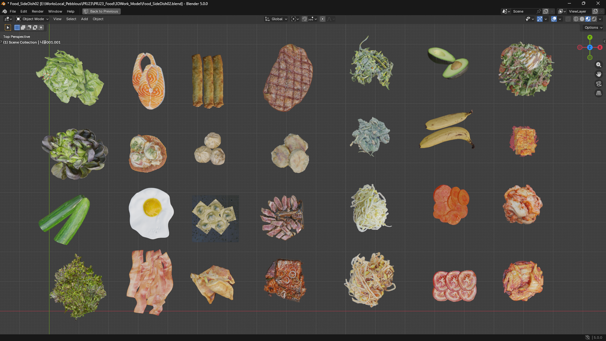 페블러스의 기술을 활용하여 생성한 식단 모니터링 서비스를 위한 합성데이터 이미지로, 합성데이터 생성 시 컴퓨터그래픽스와 생성형 AI 기술을 융합하여 활용하였습니다.
